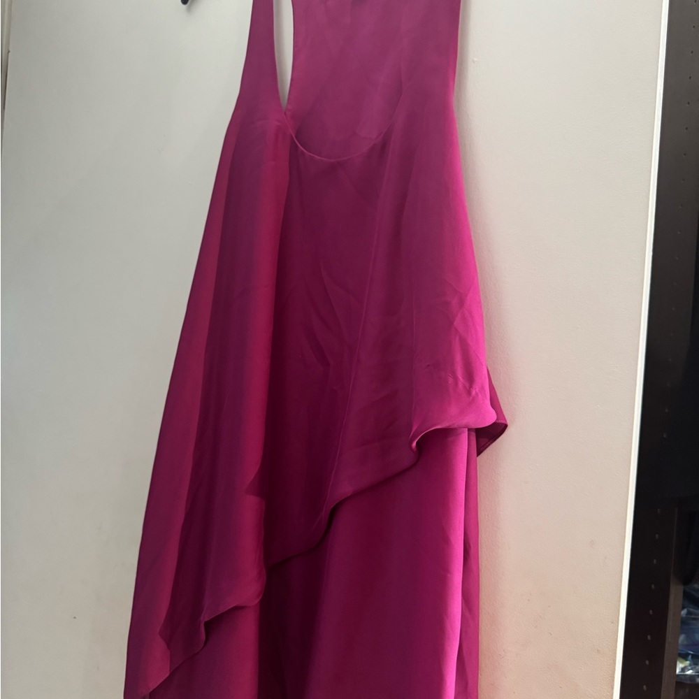 Silence + Noise Pink One Shoulder Tiered Gown